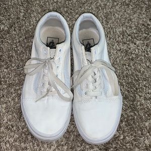 all white old skool vans